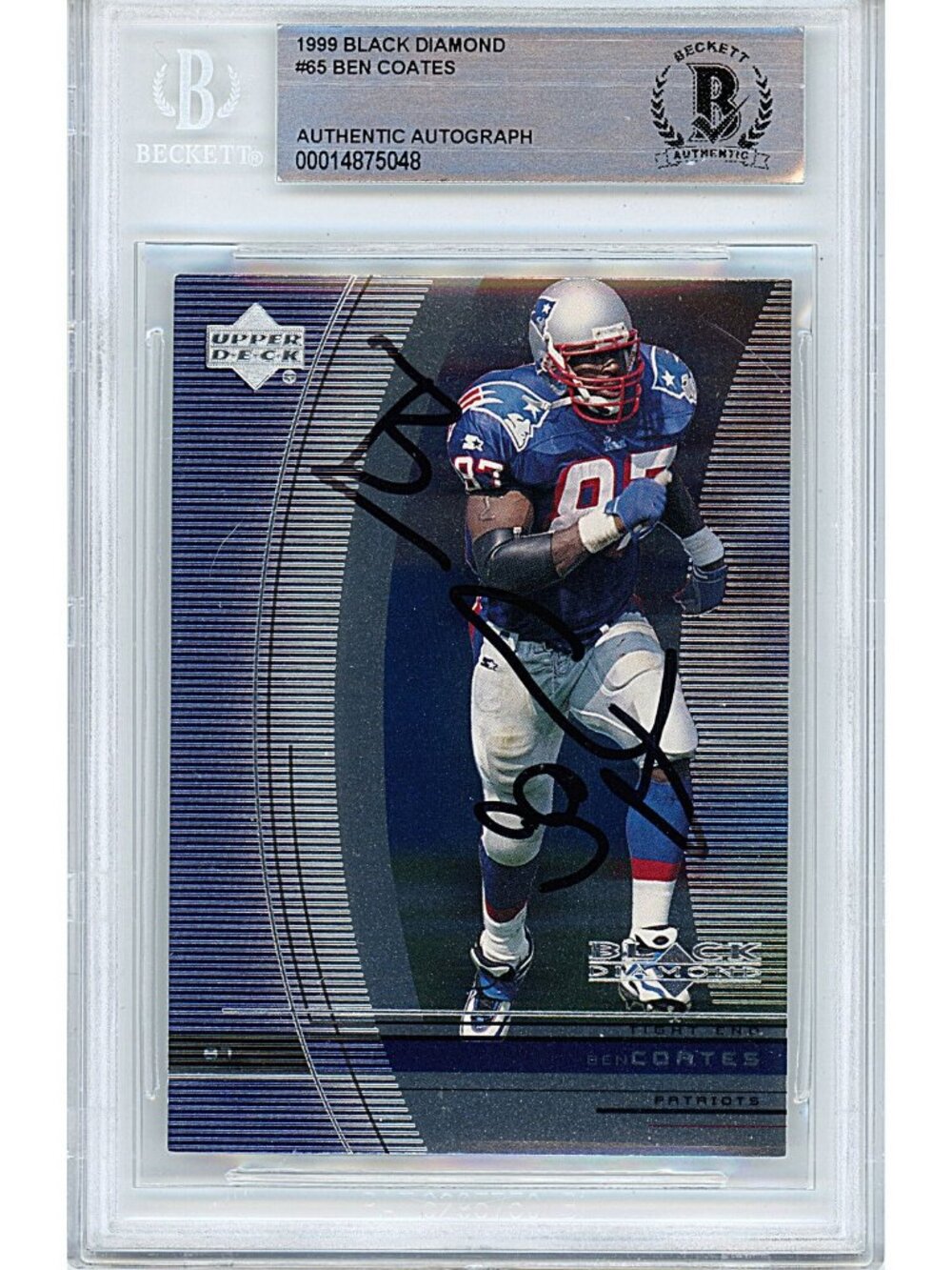Ben Coates Signed 1999 UD Black Diamond Football Card Beckett Patriots Autograph
